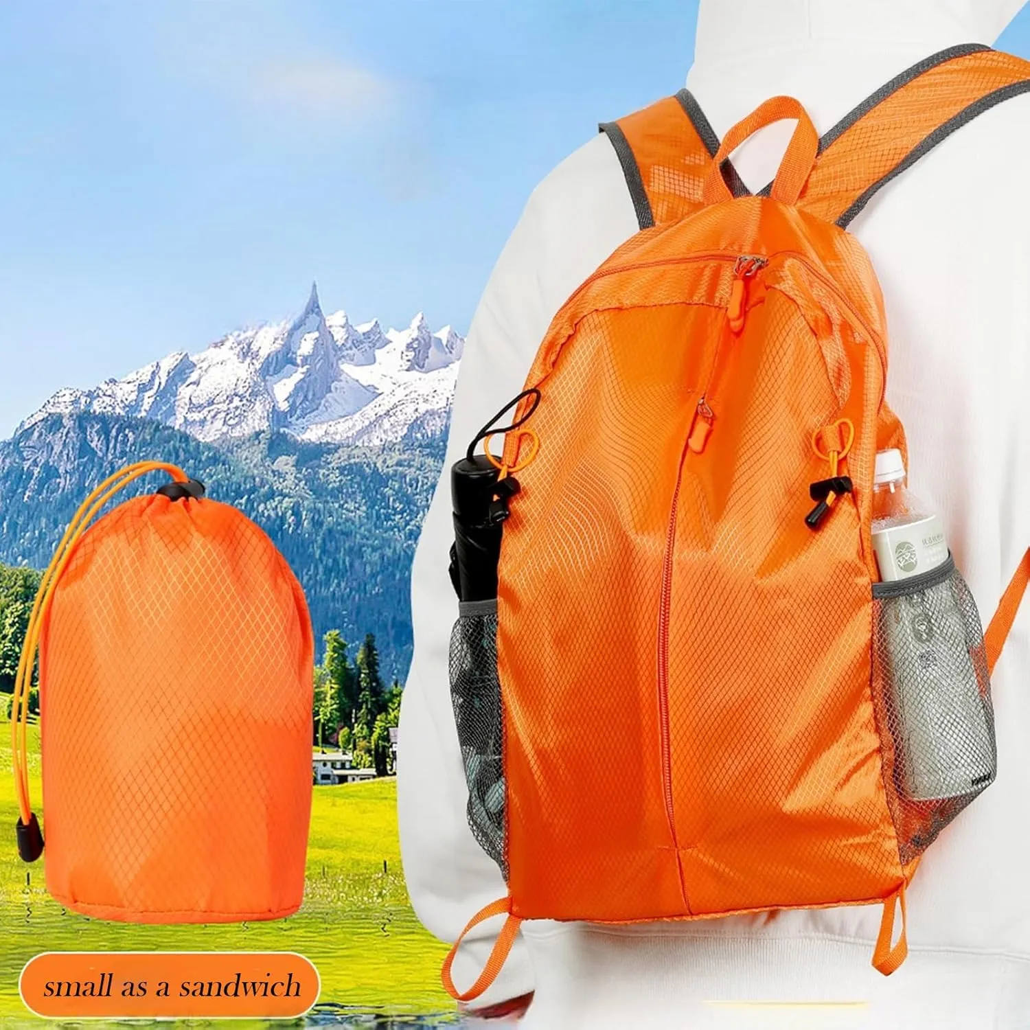 15L Lightweight Packable Backpack, Foldable Hiking Bag, Travel Backpack for Women Man, Waterproof Outdoor Camping Day Pack, Black