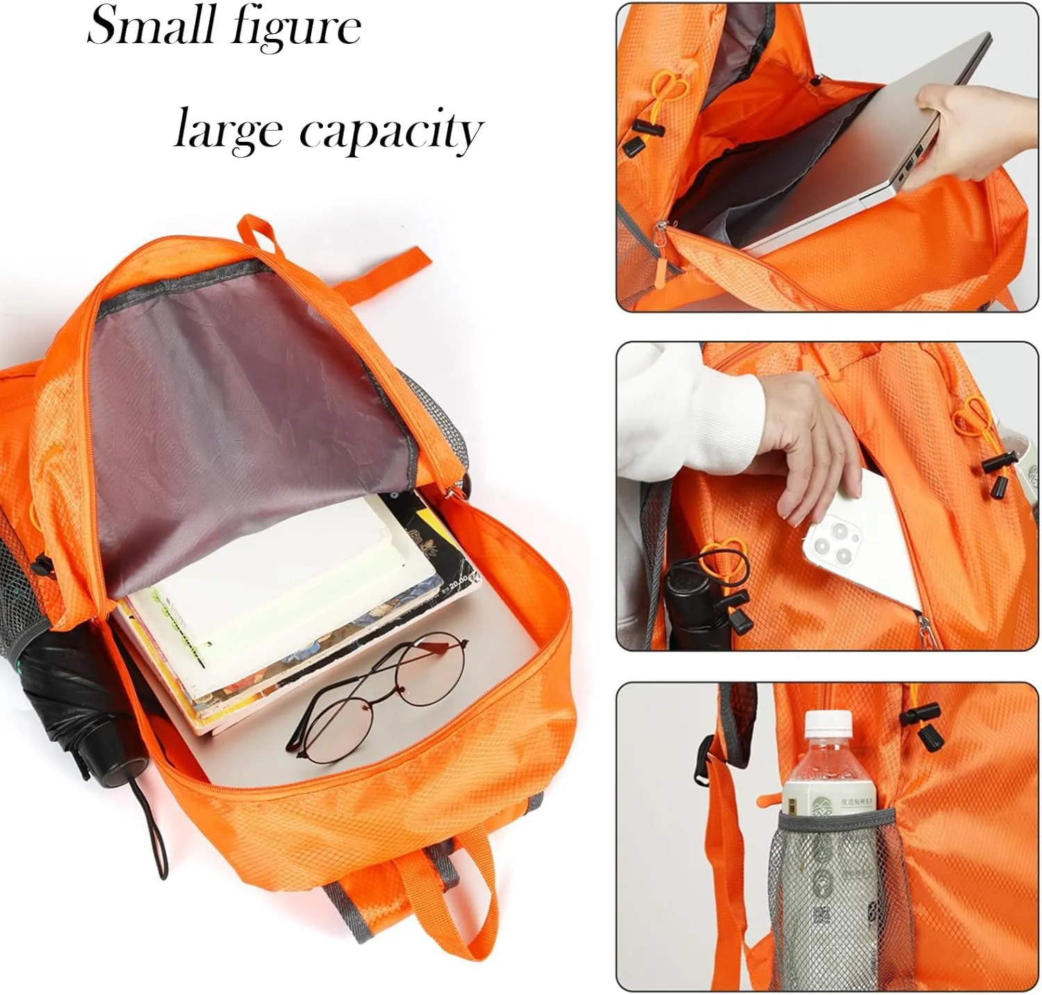 15L Lightweight Packable Backpack, Foldable Hiking Bag, Travel Backpack for Women Man, Waterproof Outdoor Camping Day Pack, Black