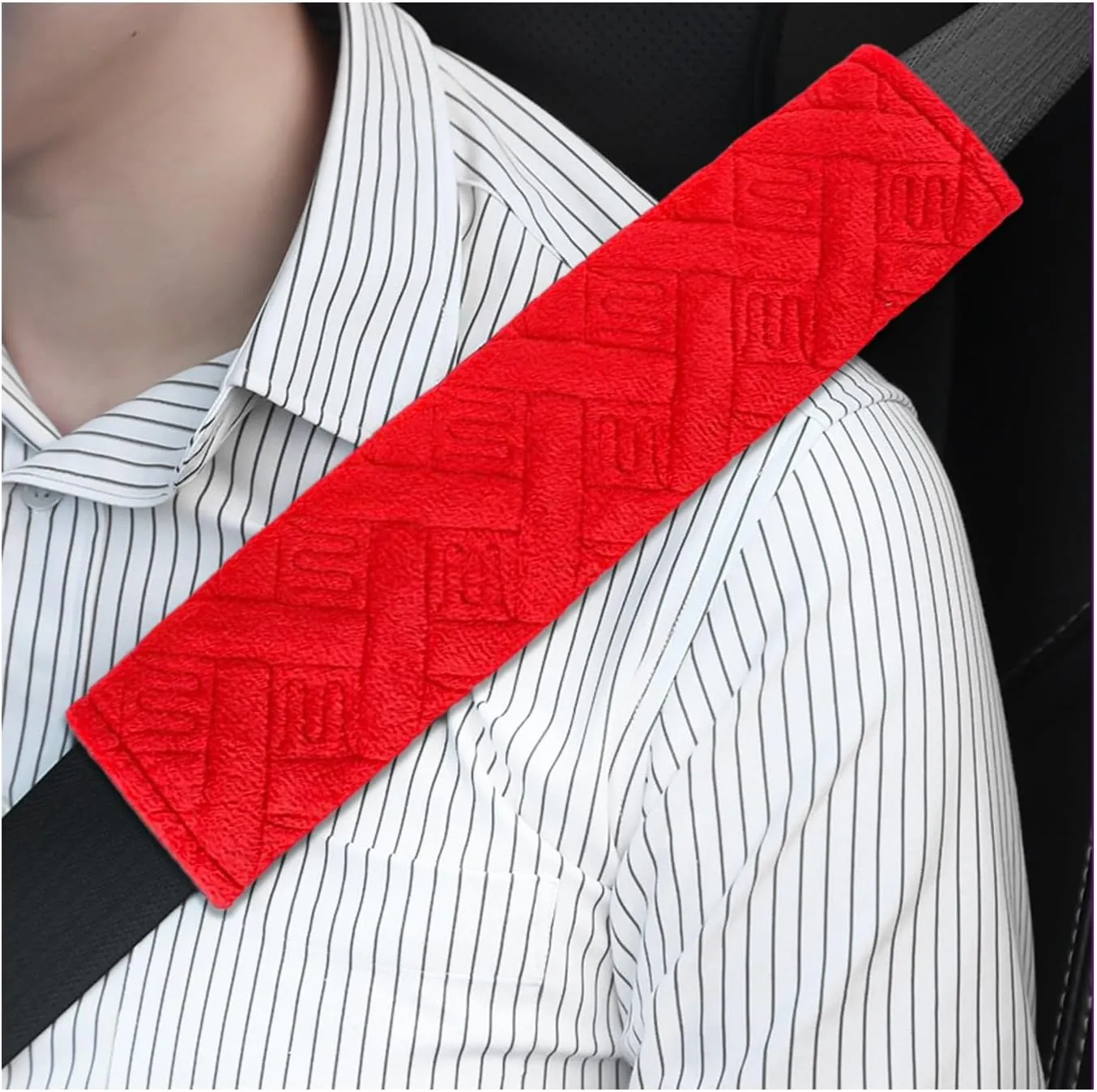 2 PCS Car Seat Belt Pads Cover, Soft Comfortable Safe Belt Shoulder Strap Covers Harness Pad Helps Protect Your Neck and Shoulder, Universal Interior Accessories for Most Vehicles (Red)