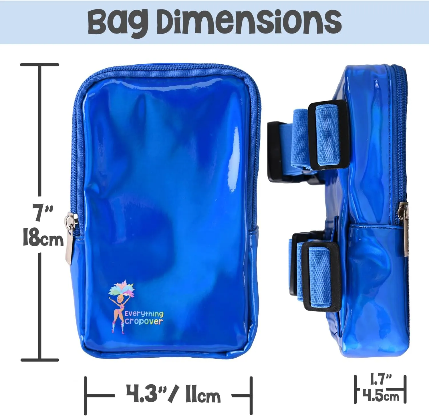 3-IN-1 Thigh Bag Fanny Pack Crossbody Bag | Carnival Leg Harness for Women | Holographic Waist Bag | Rave Leg Pack with Buckles | Blue