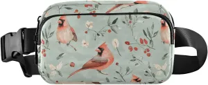 Aesthetic Northern Birds Sage Green Trendy Waist Bag Fanny Pack for Women Men Teens Water Resistant Sling Bag Travel Essential with Adjustable Strap for Travel Vacation Running