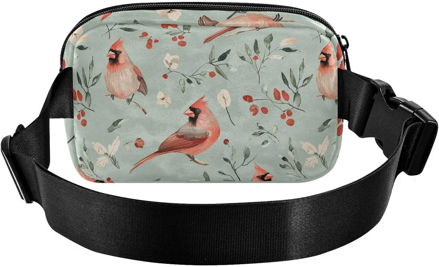 Aesthetic Northern Birds Sage Green Trendy Waist Bag Fanny Pack for Women Men Teens Water Resistant Sling Bag Travel Essential with Adjustable Strap for Travel Vacation Running
