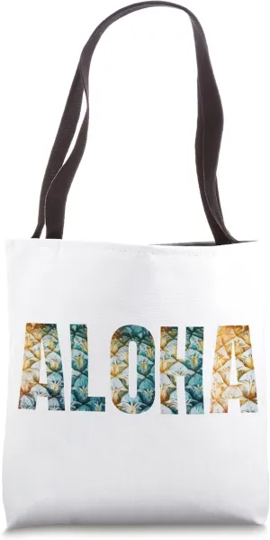 Aloha Pineapple Spellout Tote Bag