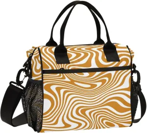 Aslsiy Flowing Salted Caramel Insulated Lunch Bag Lunch Box for Women Lunch Tote Bag for Office Picnic M
