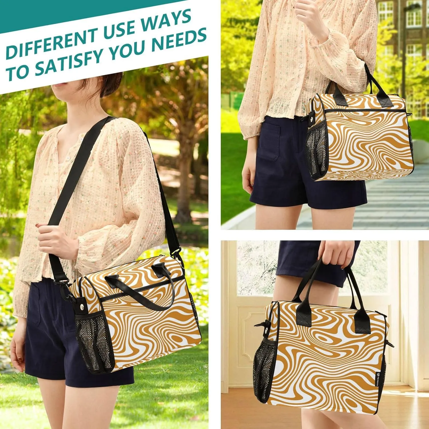Aslsiy Flowing Salted Caramel Insulated Lunch Bag Lunch Box for Women Lunch Tote Bag for Office Picnic M