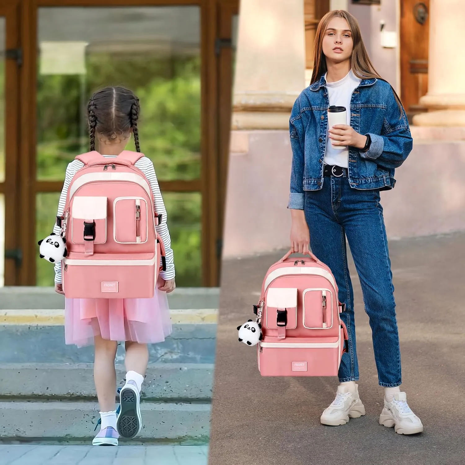 Backpack for Girls School Laptop Bag 15.6 Inch for Teenage, Women Daypack Pink Large Middle High Elementary College Student Bookbag Grade 5 6 7 8 9 10 Ages 13 14 15 16 17 18 19
