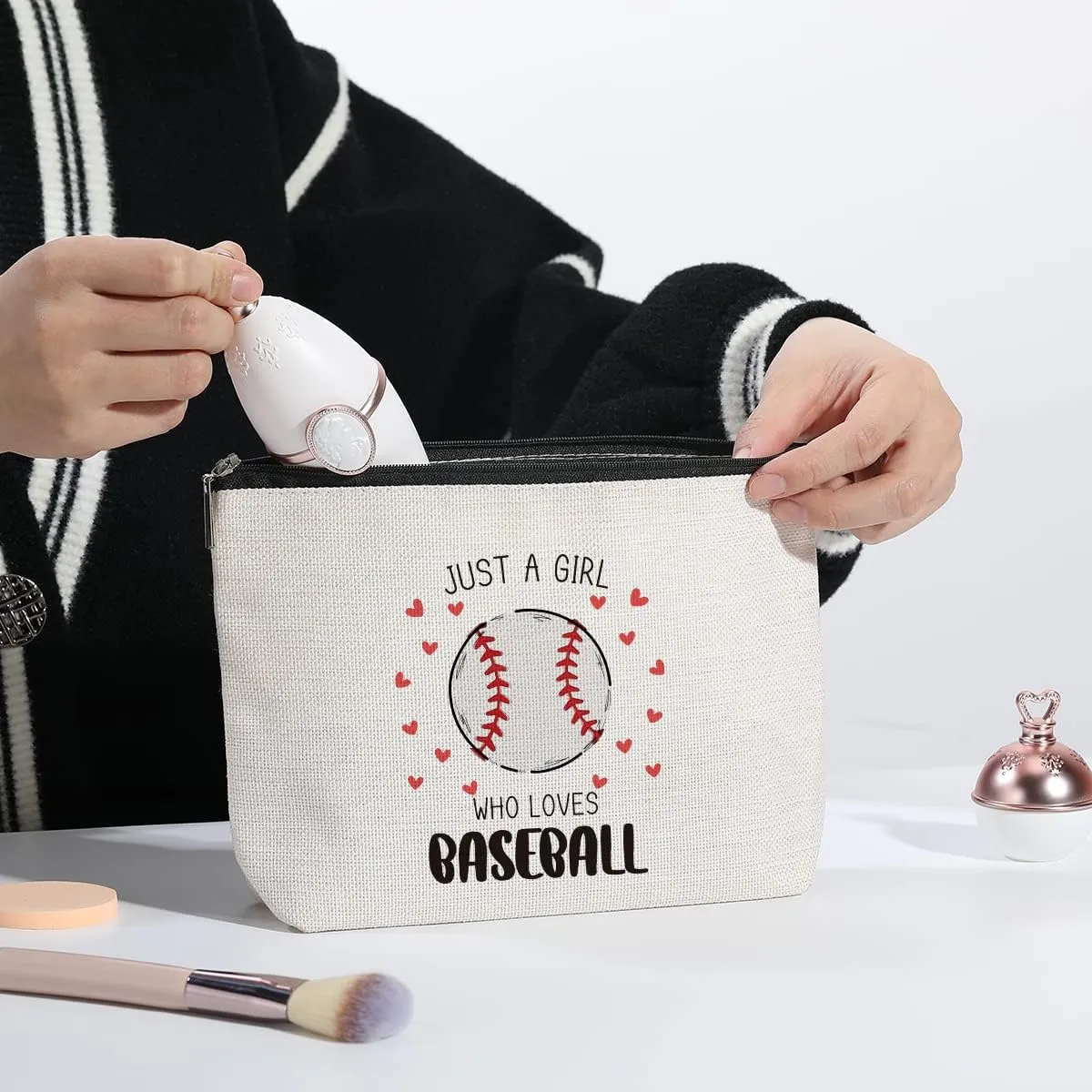 Baseball Bag Baseball Stuff Funny Gifts for Women Sports Lover Gift Makeup Bag Birthday Christmas Gifts for Her Female Sister Friends BFF Bestie