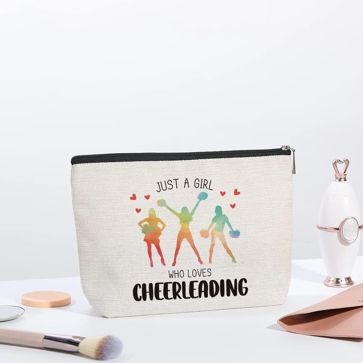 Cheer Stuff Cheer Bag Cheerleader Gifts Cheerleading Accessories for Cheerleader Birthday Friendship Gifts for Her Female Friend Makeup Bag