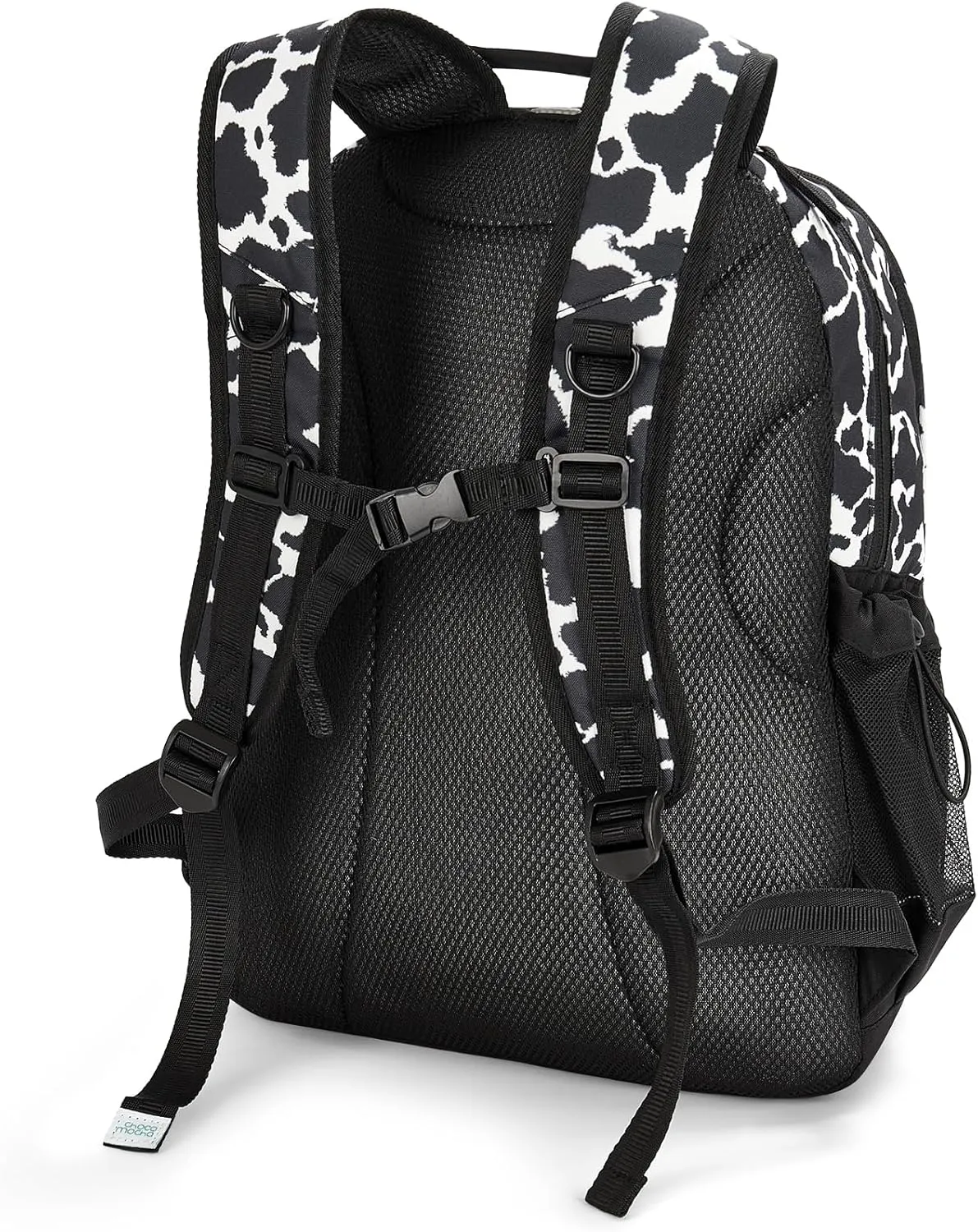 Choco Mocha Cow Print Backpack for Teen Girls, Travel School Backpack for Girls Middle School Large Bookbag 18 Inch, Black