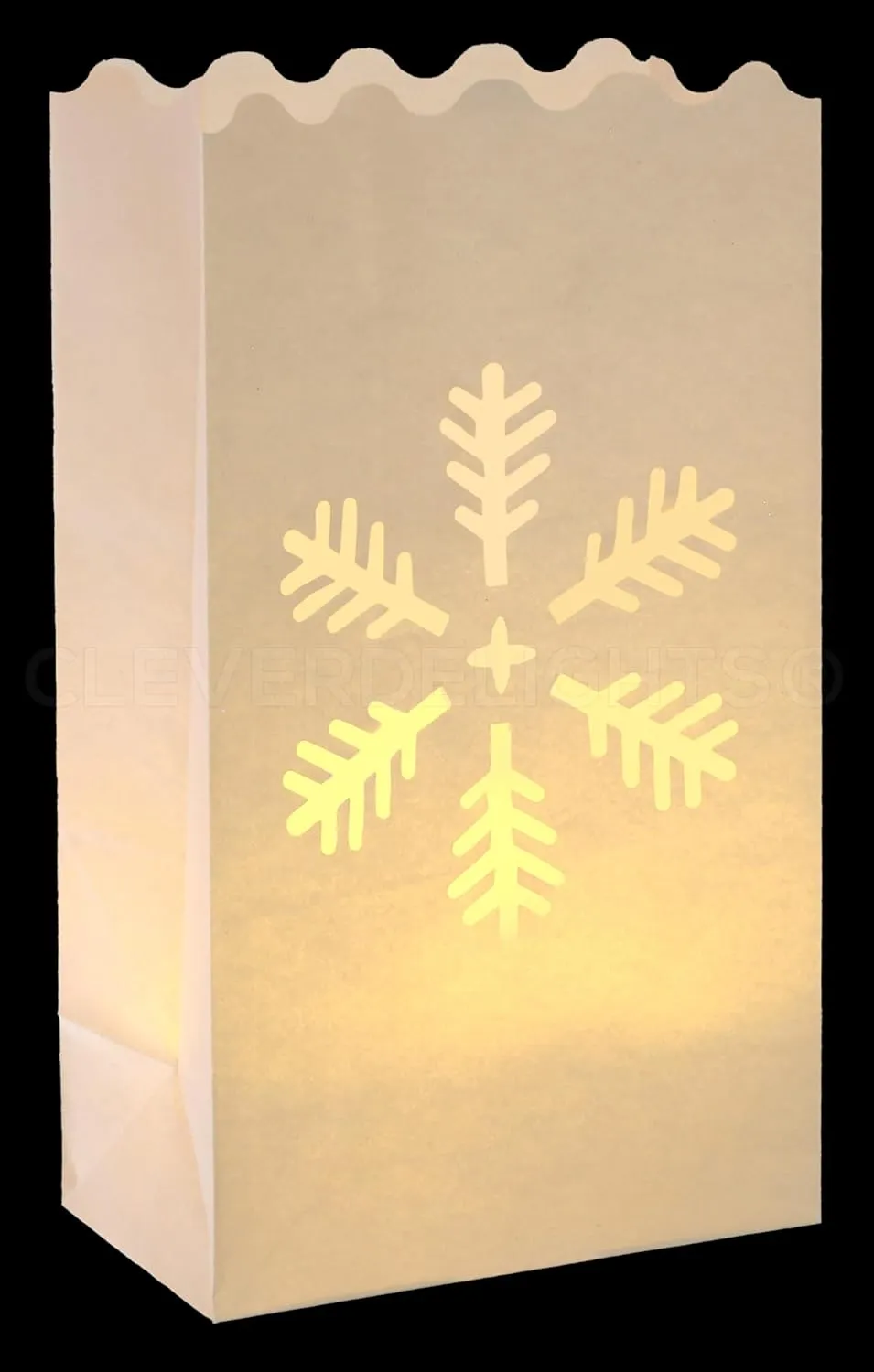 CleverDelights White Snowflake Luminary Bags - 10 Count - Christmas Holiday Luminaria