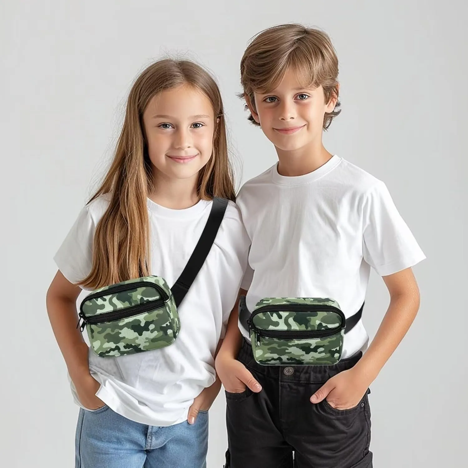 Cozeyat Green Camo Kids Fanny Pack Boys Fanny Pack for Kids 4-6 6-9 Toddler Stuff Purse Pouch Boy 2-4 age 3-5 Children Waist Pack Kids Belt Bag Crossbody Sling Bad for Little Boys Hip Pack 6-8