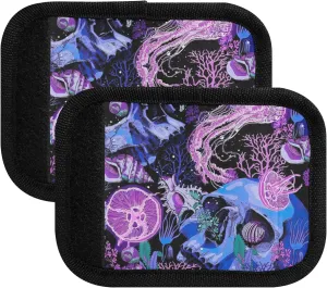 Custom Bright Psychedelic Skulls Luggage Bag Handle Wrap Velcro Neon Suitcases Luggage Identifiers Unique Luggage Tags & Handle Wraps, 2 Pack