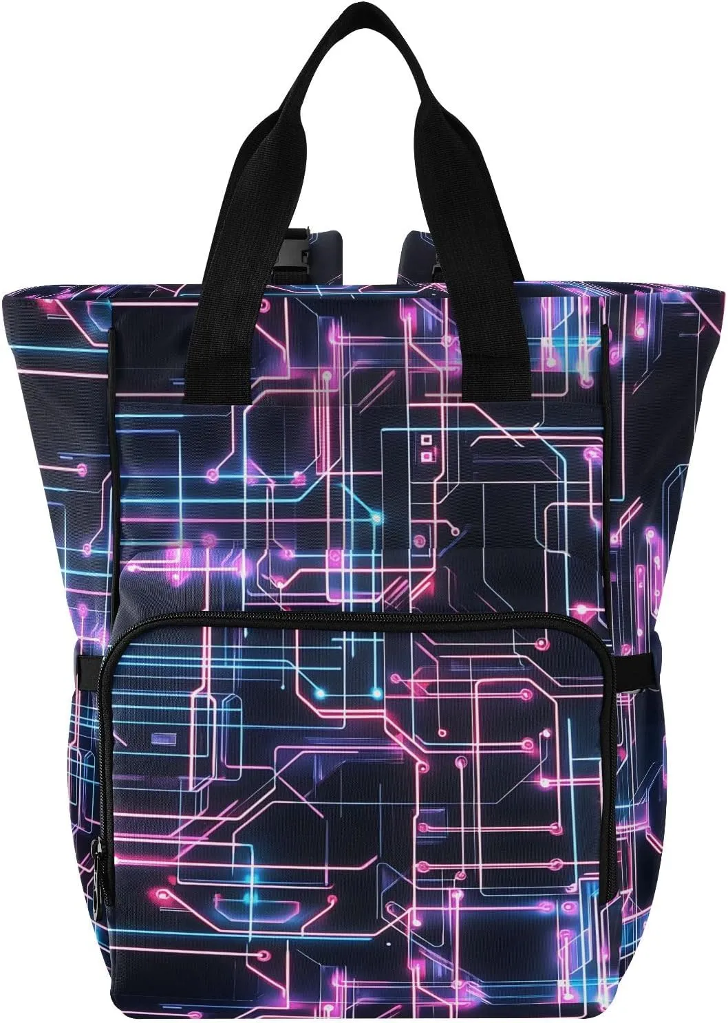 Diaper Bag Backpack Tote Multifunction Baby Nappy Changing Bags Purple Circuit Board Large with Stroller Straps Travel