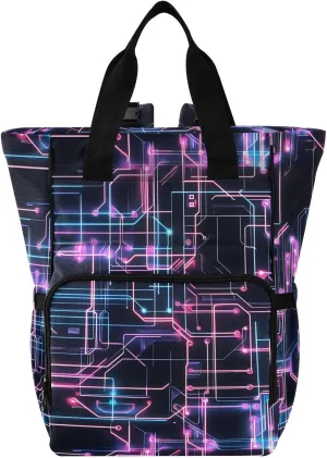 Diaper Bag Backpack Tote Multifunction Baby Nappy Changing Bags Purple Circuit Board Large with Stroller Straps Travel