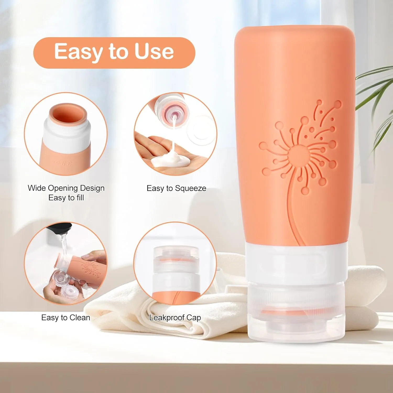 Empty 3 oz Travel Size Bottles Toiletries Containers for Toiletries LiquidsSmall Silicone Mini Refillable Leak Proof TSA Approved Travel Bottles for Creams Shampoo and Conditioner Traveling