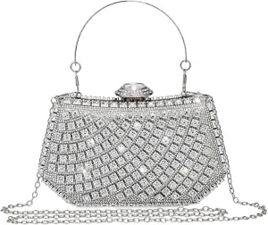 FALETO Rhinestone Clutch for Women Evening Bag Sparkly Glitter Purse for Bridal Wedding Party Crystal Handbag