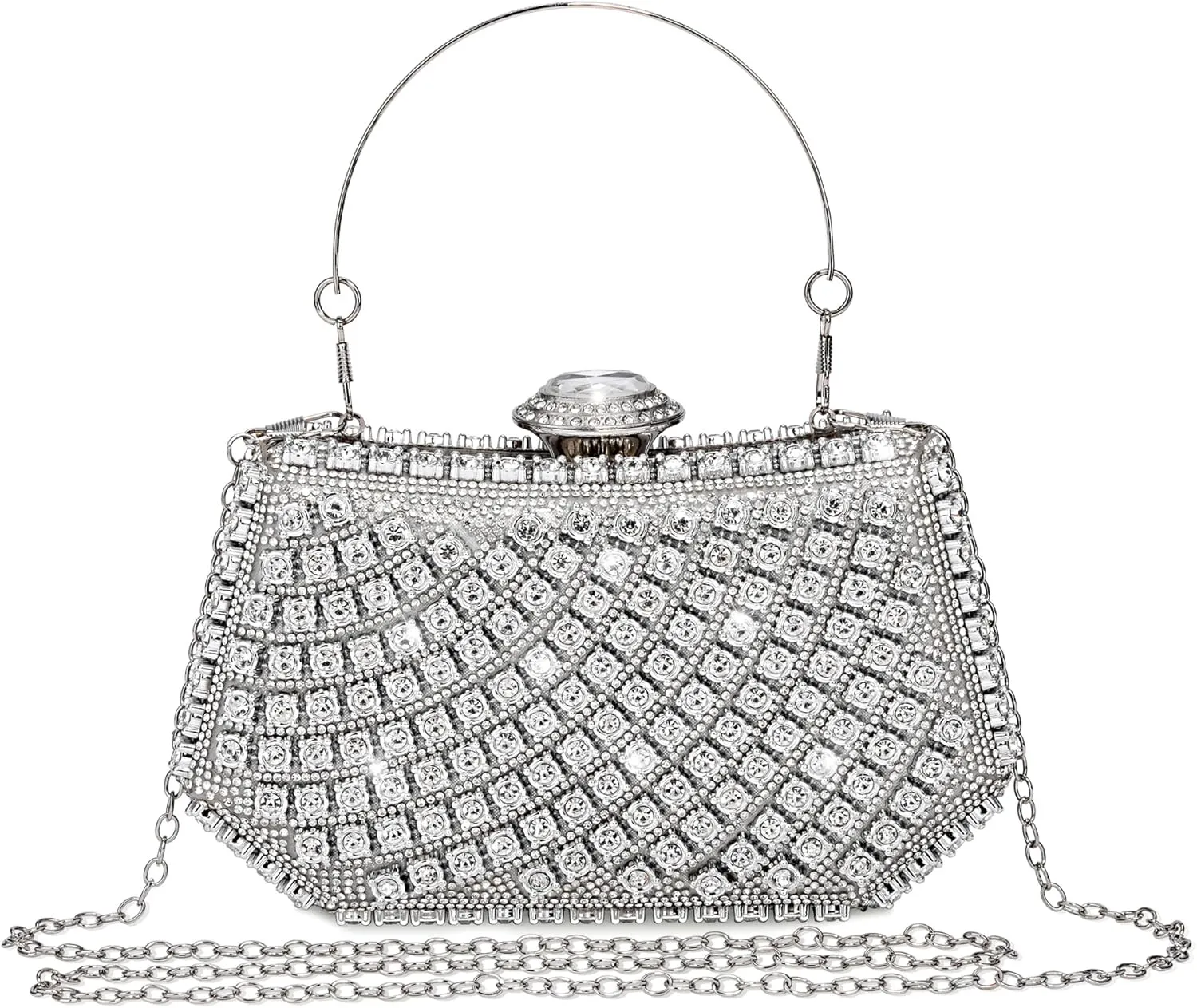 FALETO Rhinestone Clutch for Women Evening Bag Sparkly Glitter Purse for Bridal Wedding Party Crystal Handbag