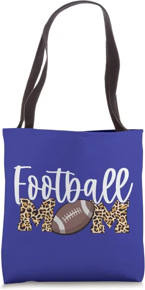 Football Mom - Leopard Print - Royal Blue Tote Bag