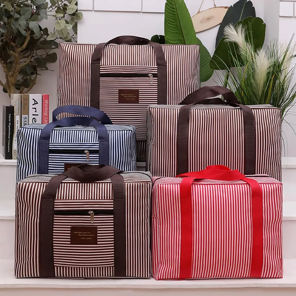 FUNSEED Travel Duffel Bags for Women and Men, 78L Large Waterproof Carry-on Luggage Bag (Blue Stripe, Middle 41L)