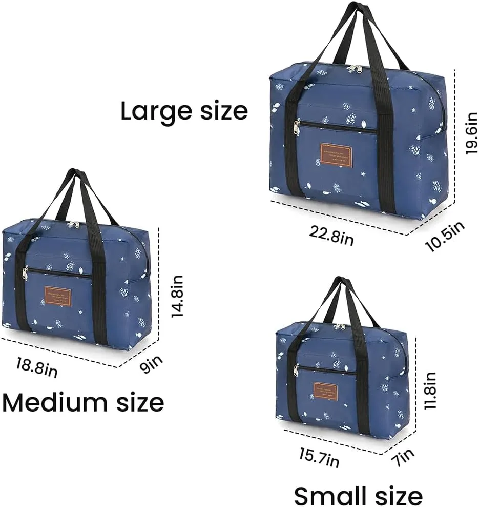 FUNSEED Travel Duffel Bags for Women and Men, 78L Large Waterproof Carry-on Luggage Bag (Blue Stripe, Middle 41L)