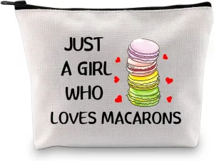 G2TUP Macaroon Lover Gift Who Loves Macarons Makeup Bag Macaron Cookie Cosmetic Bag Macaron Lover Gift Foodie Zipper Travel Bag (Who Loves Macarons White Bag)