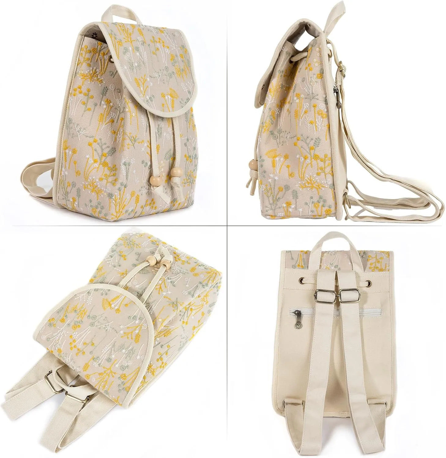 Goodhan Floral Embroidered Backpack Purse for Women Small Travel Handbag Shoulder Bag Daypack