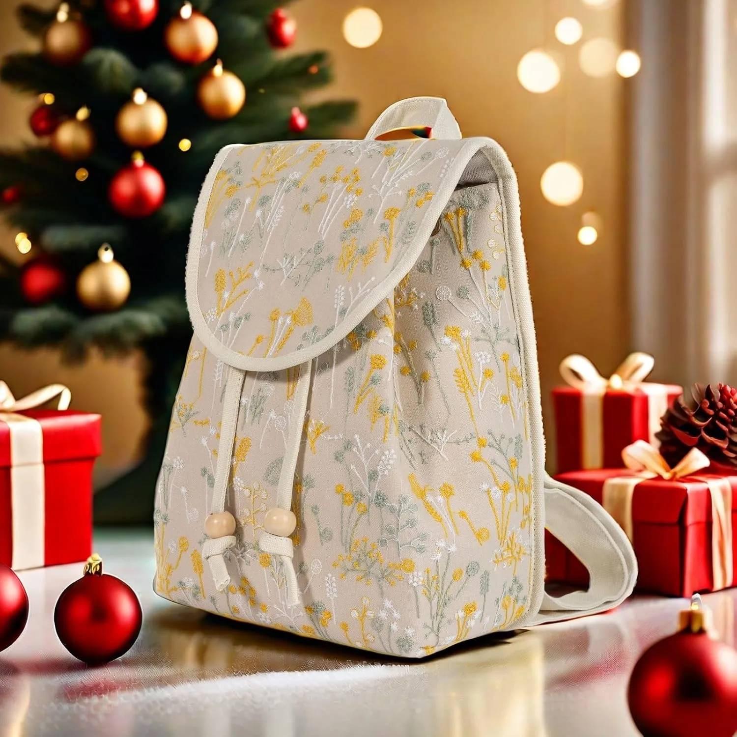 Goodhan Floral Embroidered Backpack Purse for Women Small Travel Handbag Shoulder Bag Daypack