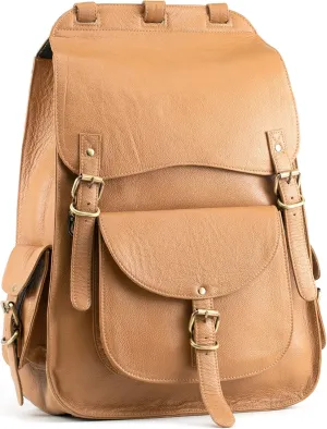 Handmade World Vintage Full Grain 20 Inch Leather Laptop Backpack Casual Bookbag Daypack Camping Travel Rucksack Knapsack
