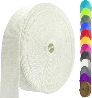 Heavy Duty Nylon Webbing Strap - 1.5 Inch, 12 Yard, Durable for Indoor/Outdoor Gear, DIY Crafting & Repairing (White, 12 Yard)