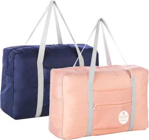 INVODA Travel Duffel Bag for Women Men Foldable Luggage Bags Sports Gym Bag Spirit Airlines Personal Item Carry on Weekender Overnight Bag (Blue Pink)