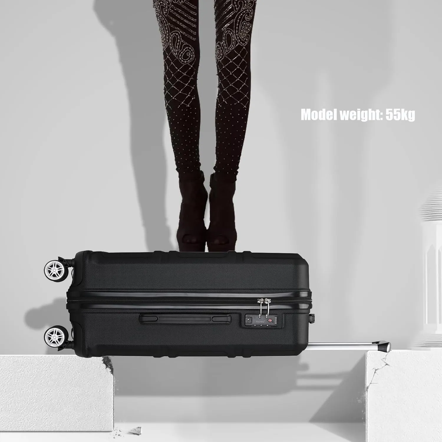 Kono 20'' Carry on Luggage Lightweight with Spinner Wheel TSA Lock Hardside Luggage Airline Approved Carry on Suitcase Black