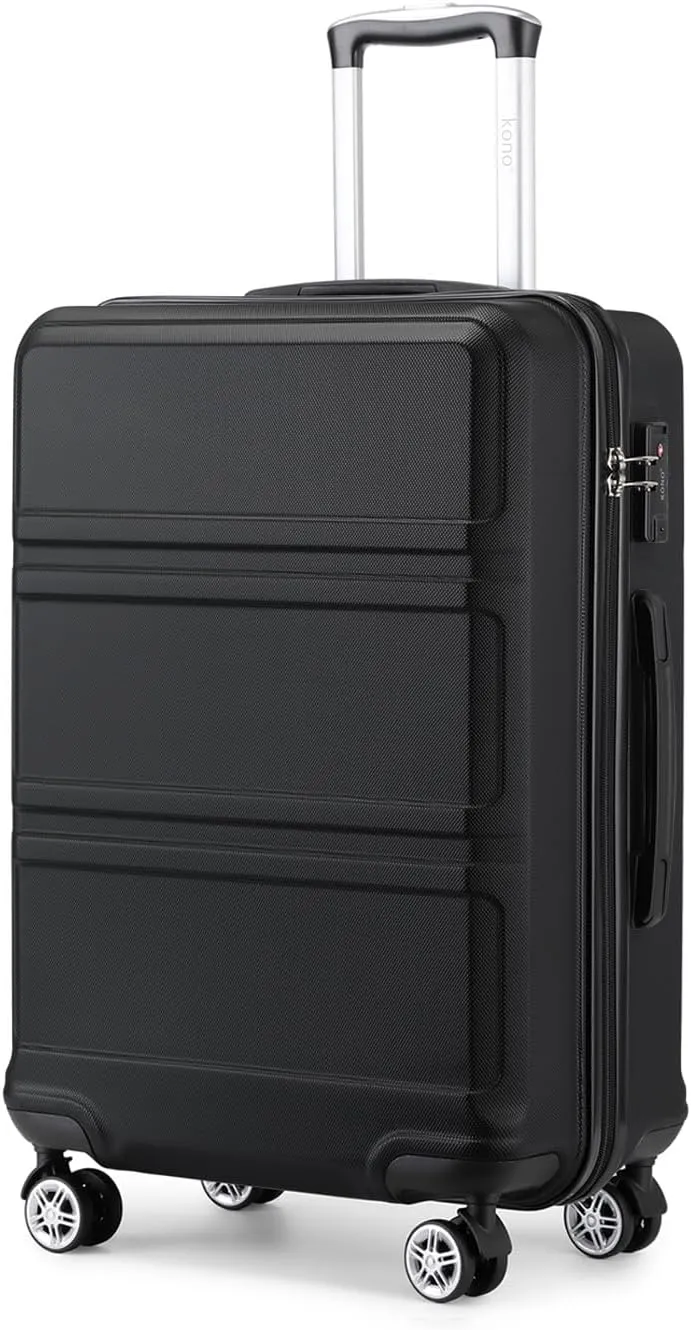 Kono 20'' Carry on Luggage Lightweight with Spinner Wheel TSA Lock Hardside Luggage Airline Approved Carry on Suitcase Black