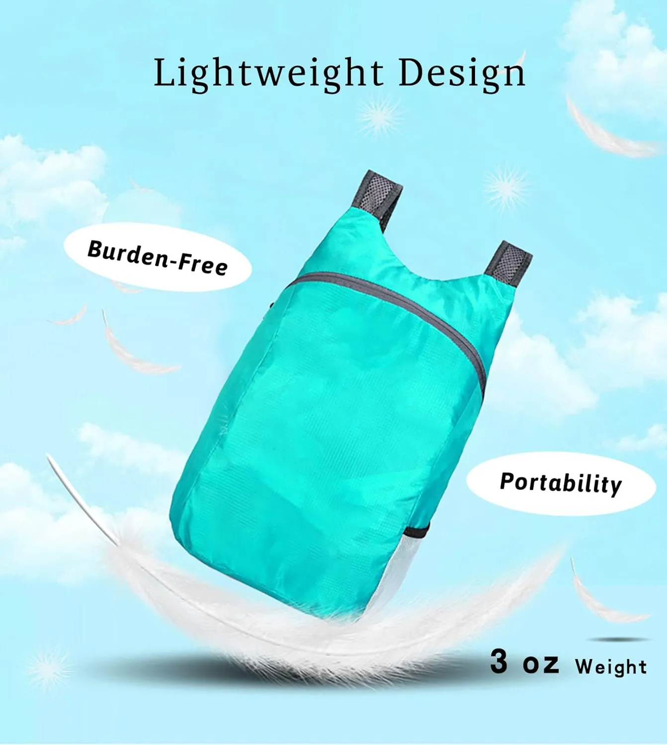 Lightweight Foldable Waterproof Backpack For Men Women Outdoor Sports Travel Leisure Bag Hiking Small Daypack 20L (Black-Red)