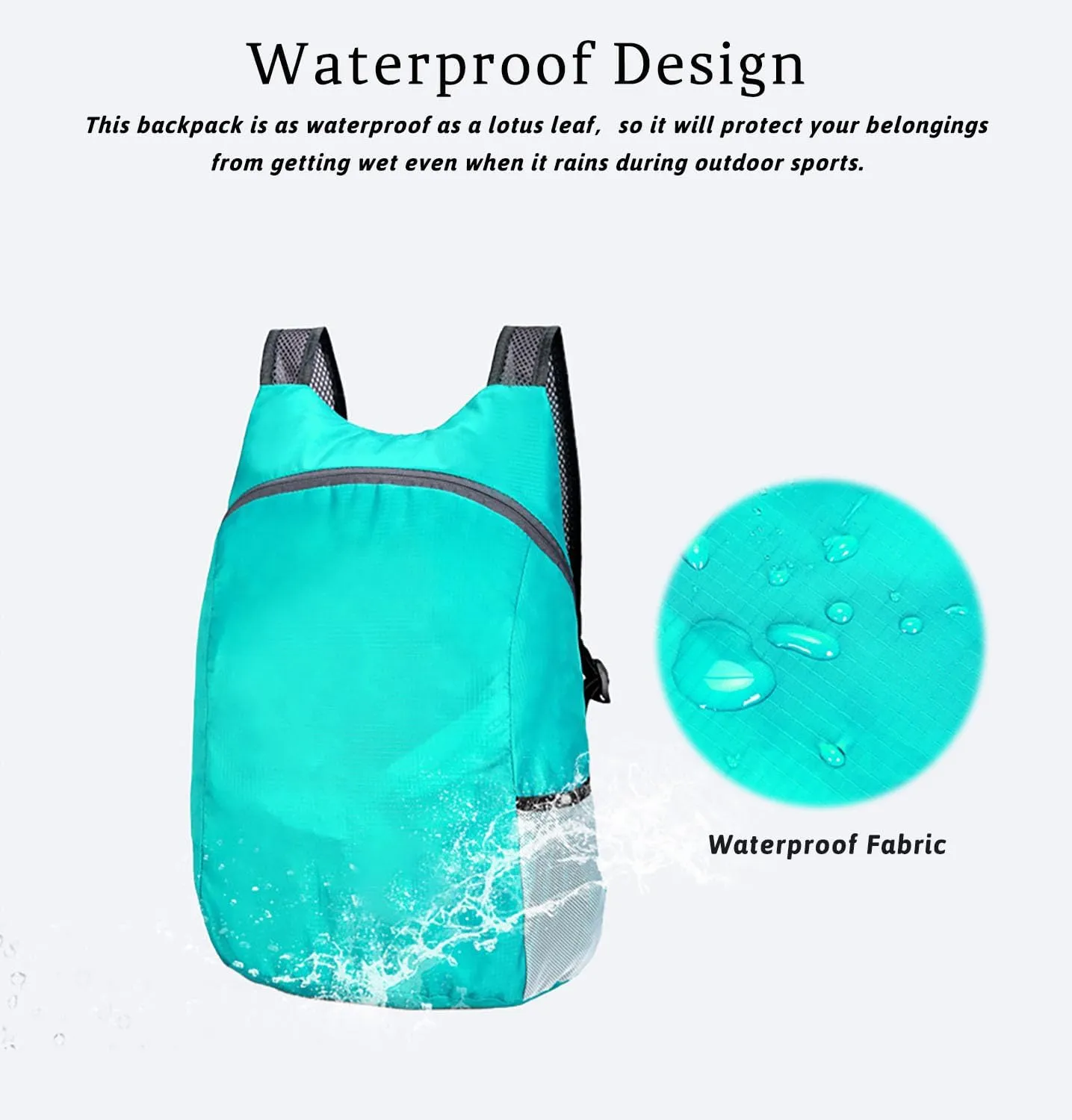 Lightweight Foldable Waterproof Backpack For Men Women Outdoor Sports Travel Leisure Bag Hiking Small Daypack 20L (Black-Red)