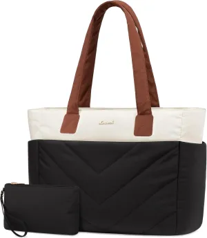 LOVEVOOK Tote Travel Bag for Women, Puffer Work Handbag with Zipper for Teacher Nurse, Quilted Laptop Shoulder Gym Bag Cute