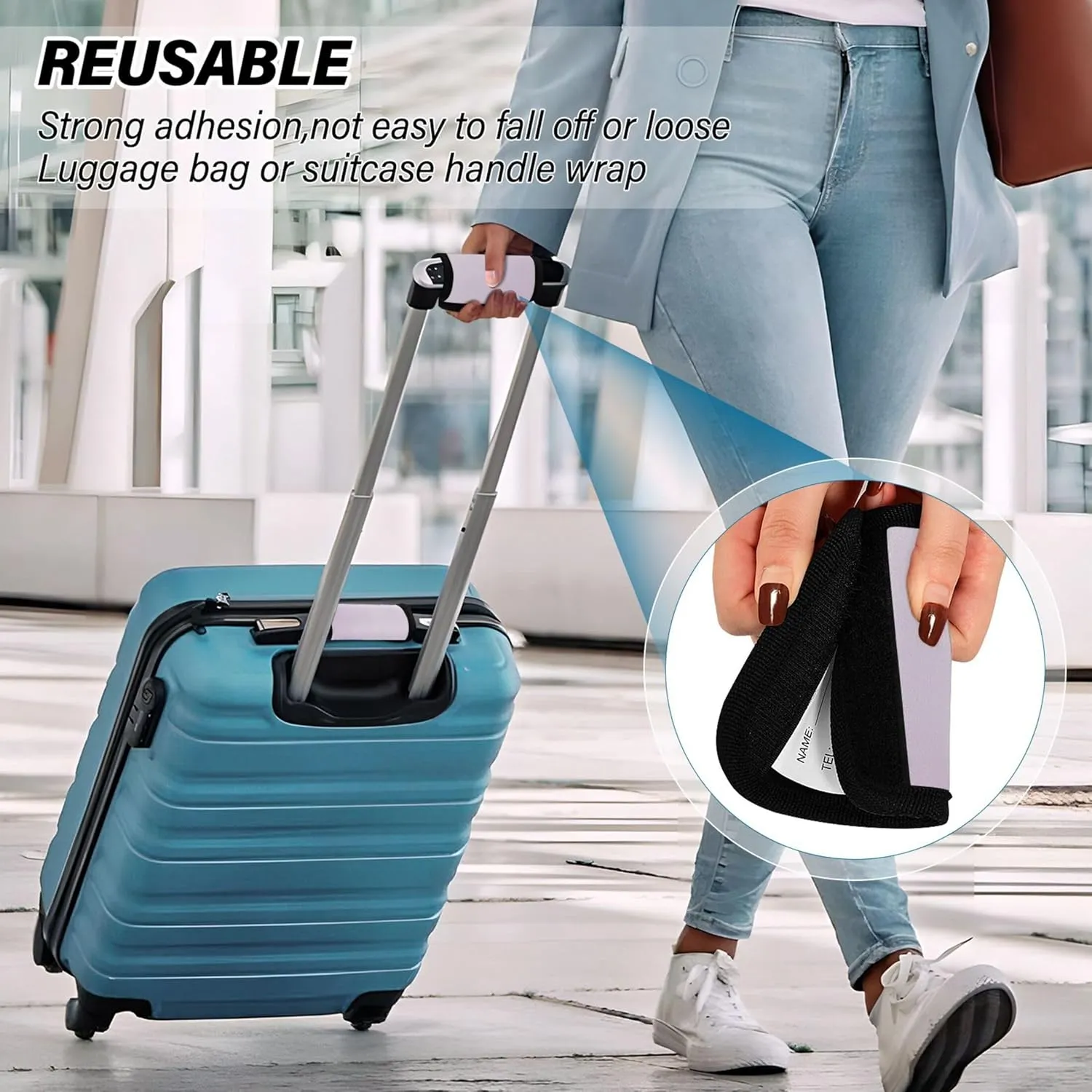 Magnolia Thistle Gradient Ombre Luggage Bag Handle Wrap Hook and Loop Neon Suitcases Luggage Identifiers Suitcase Accessories, 4 Pack