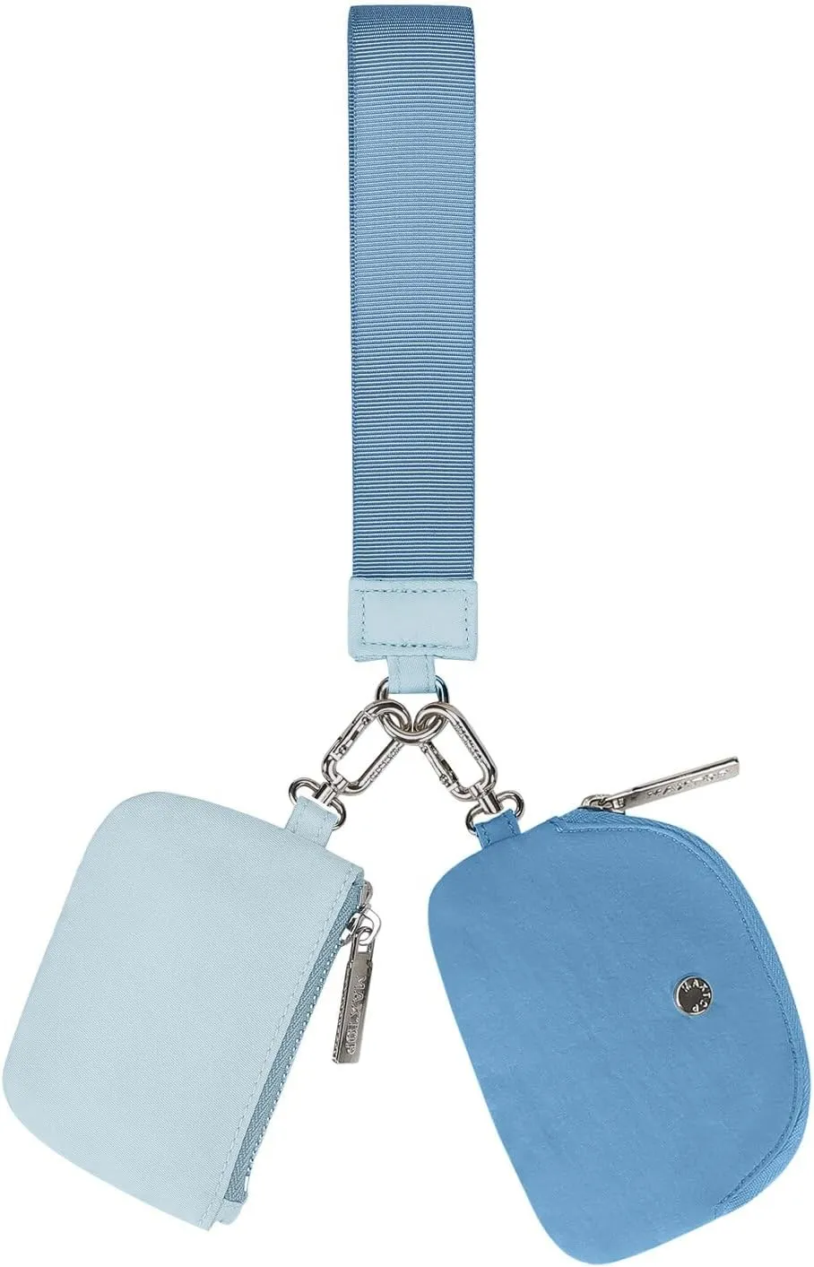 MAXTOP Mini Zip Around Blue Wristlet keychain Wallet for Women Dual Pouch Coin Purse Gifts for Women Ladies Female