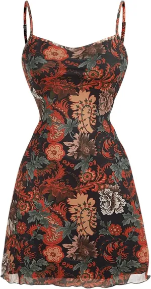 Milumia Women's Vintage 90s Mini Dress Lettuce Trim Mesh Short Dress