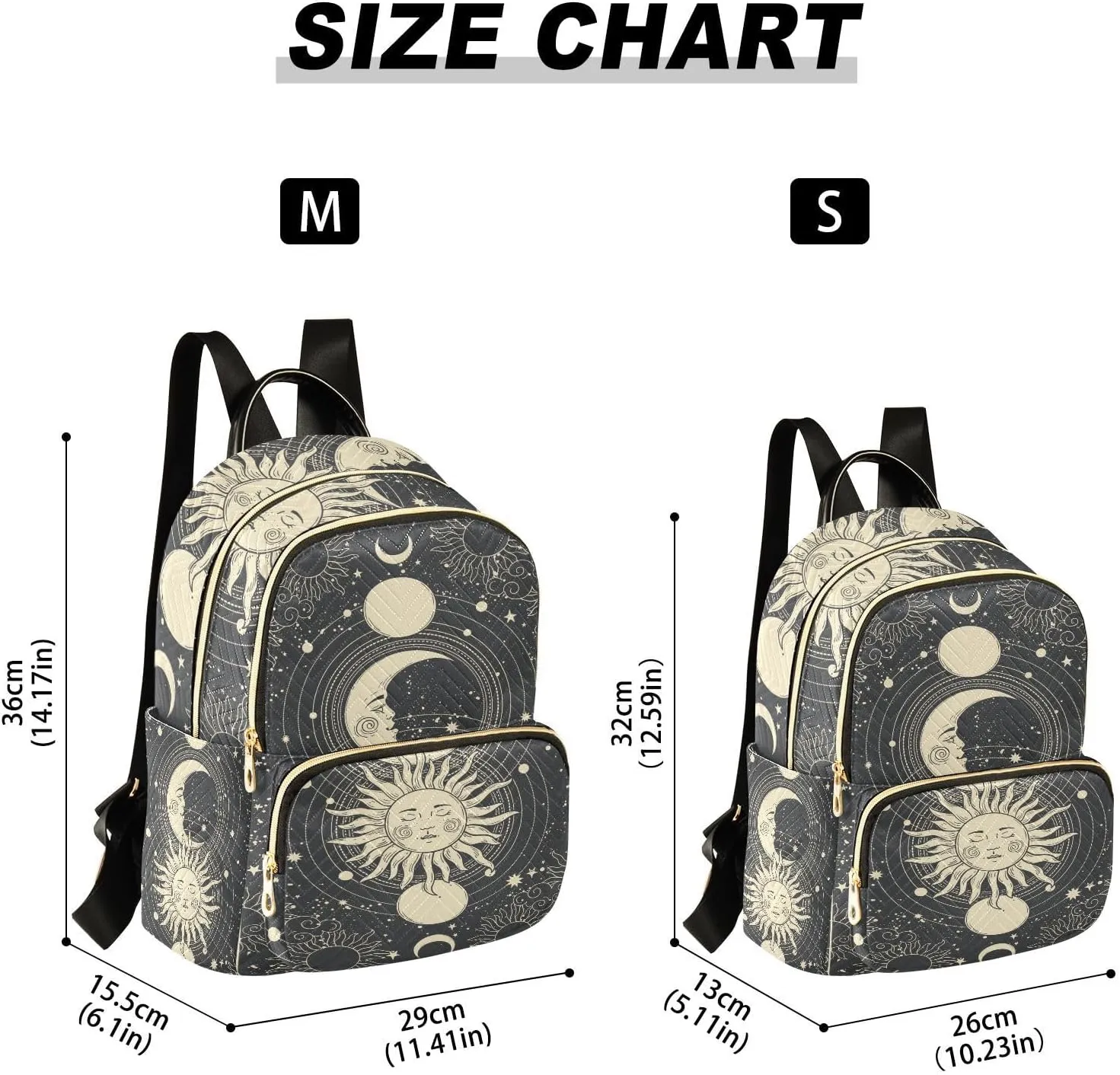 Mini Backpack Purse for Girls Astrology Tarot Goth Casual Travel Daypacks Shoulder Bag for Ladies Women