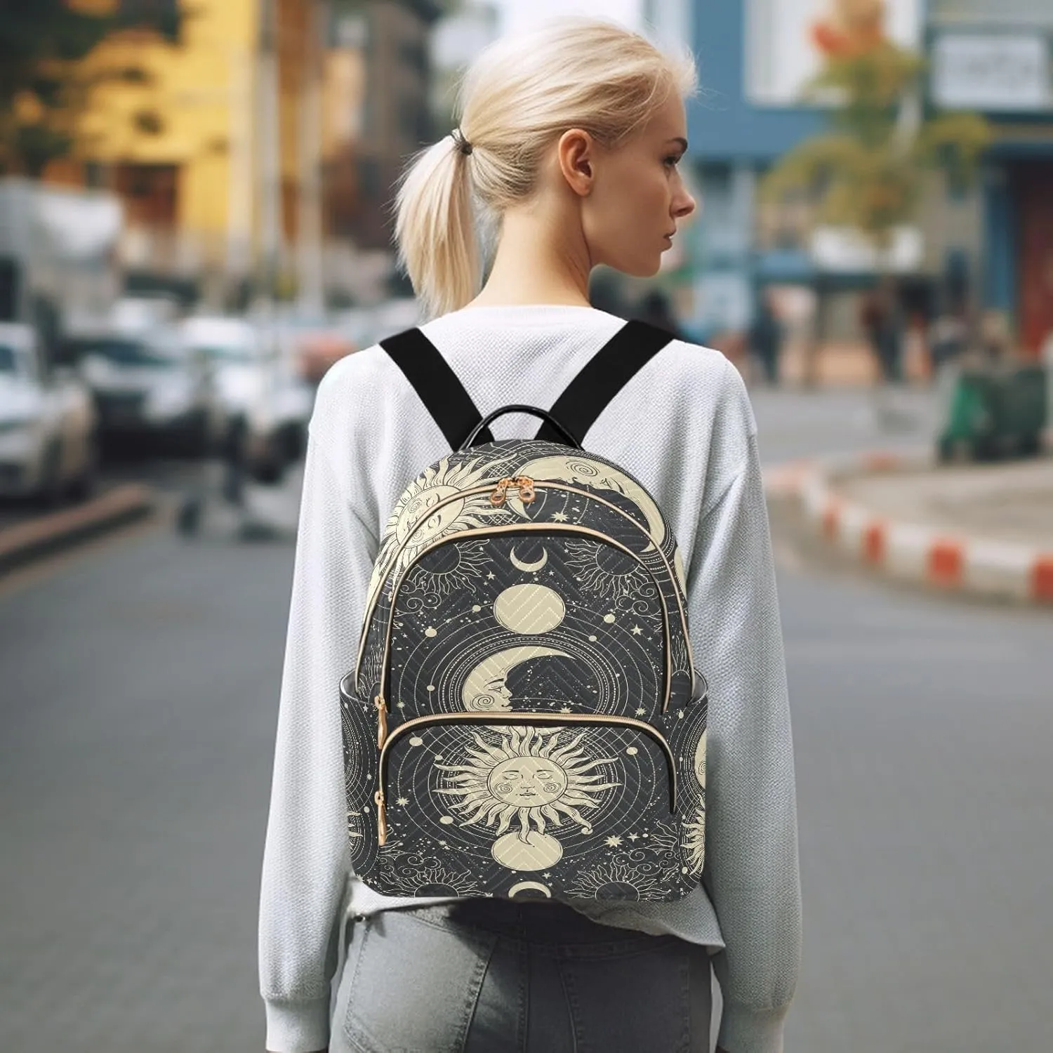 Mini Backpack Purse for Girls Astrology Tarot Goth Casual Travel Daypacks Shoulder Bag for Ladies Women