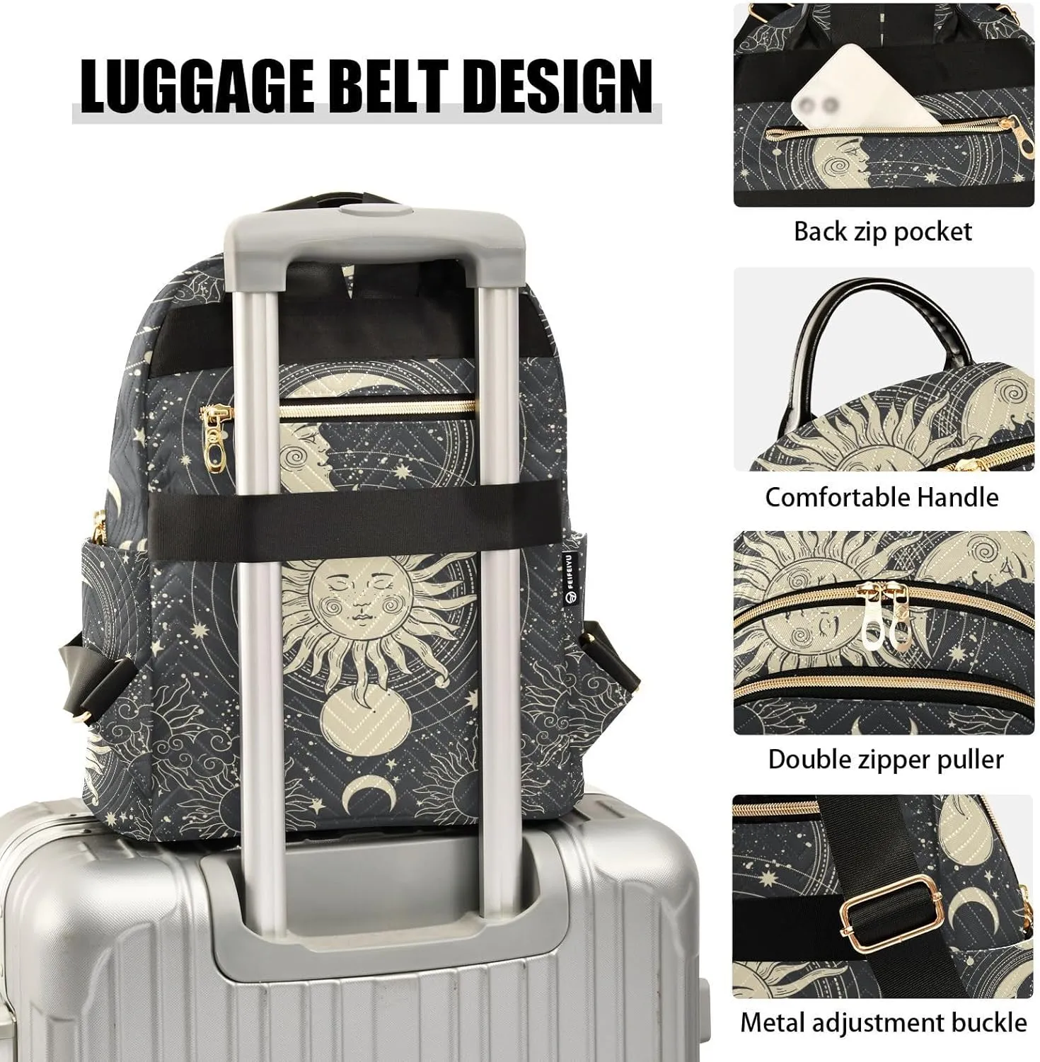 Mini Backpack Purse for Girls Astrology Tarot Goth Casual Travel Daypacks Shoulder Bag for Ladies Women