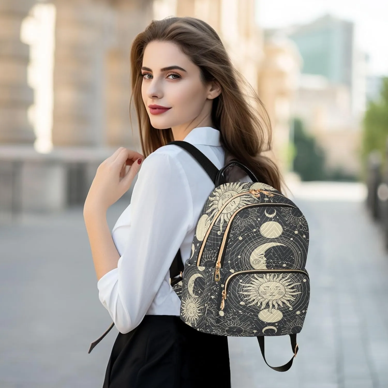 Mini Backpack Purse for Girls Astrology Tarot Goth Casual Travel Daypacks Shoulder Bag for Ladies Women