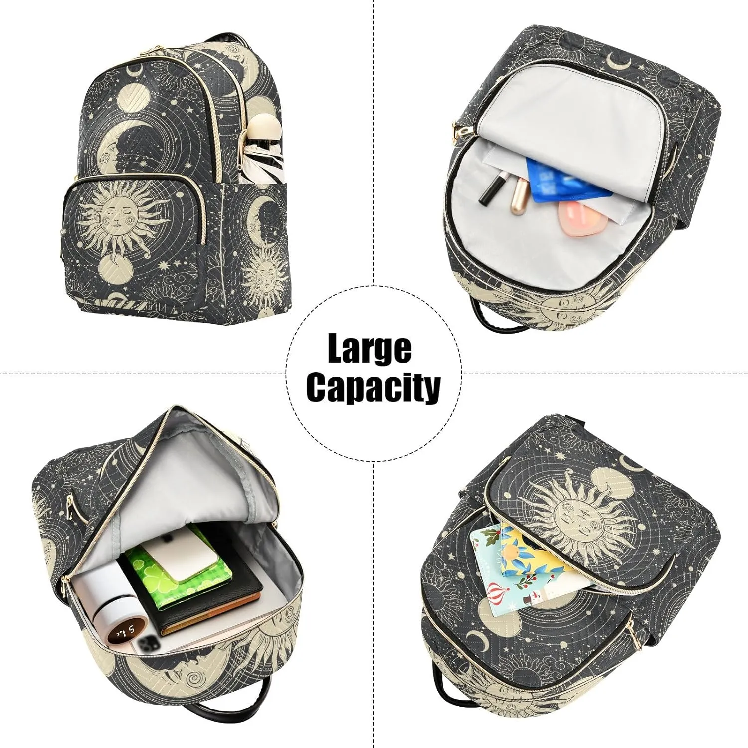 Mini Backpack Purse for Girls Astrology Tarot Goth Casual Travel Daypacks Shoulder Bag for Ladies Women