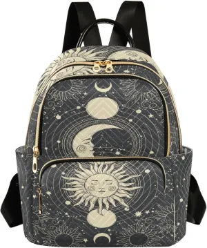 Mini Backpack Purse for Girls Astrology Tarot Goth Casual Travel Daypacks Shoulder Bag for Ladies Women