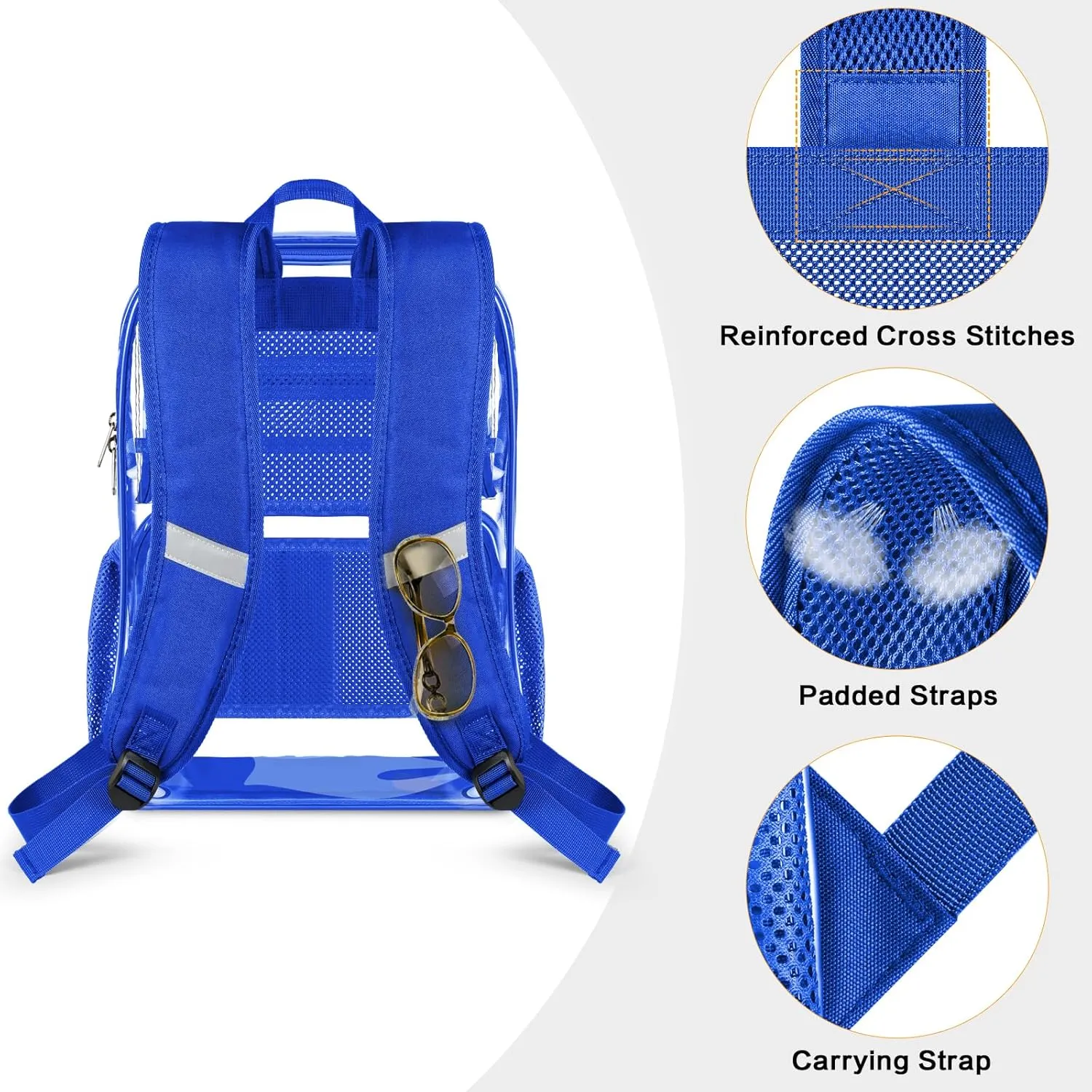 PAMANO Clear Backpack Heavy Duty Transparent See Through Bag for College Work Travel Security,Blue