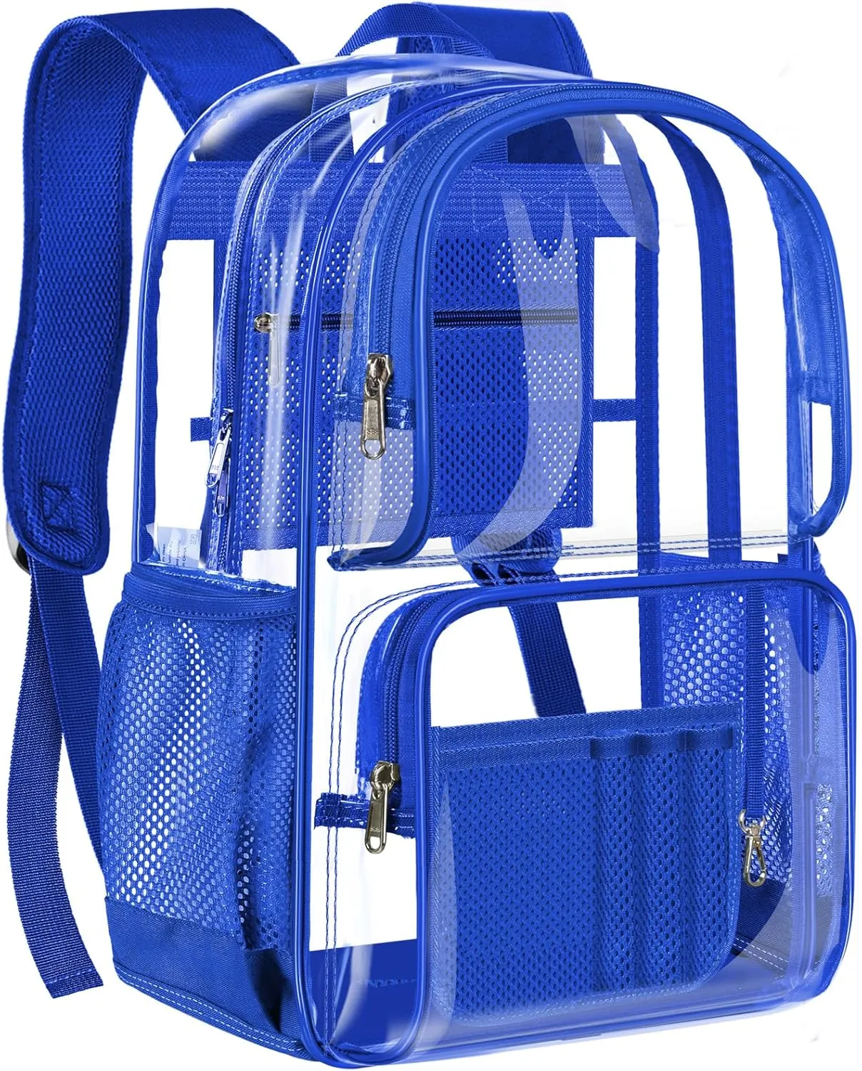 PAMANO Clear Backpack Heavy Duty Transparent See Through Bag for College Work Travel Security,Blue