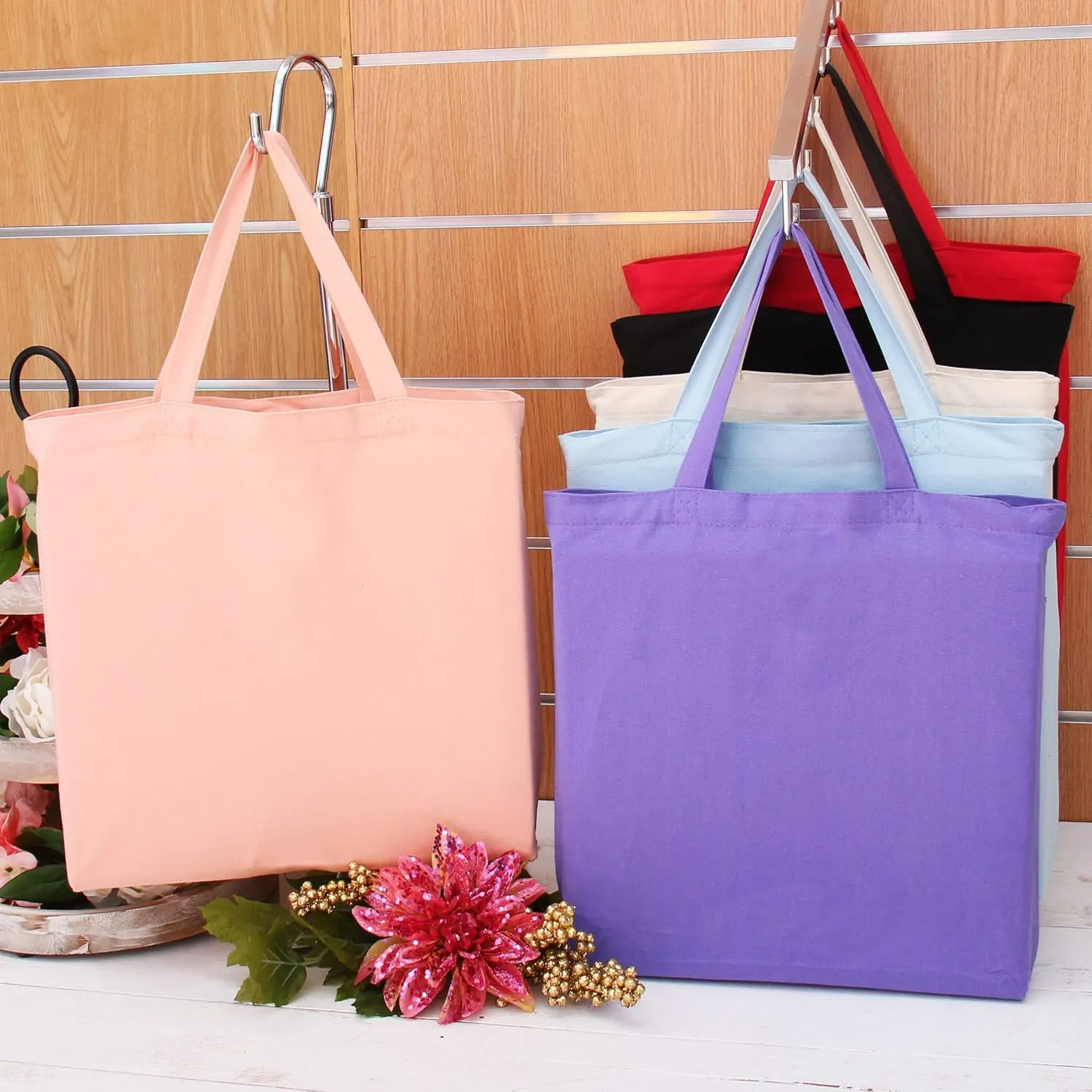 Premium Canvas Tote Bag by Threadart | Single Pack| Reusable Heavy Duty 100% Cotton | Holds up to 40lbs | Eco Friendly | Large Size 14.5x17x3" - Light Blue