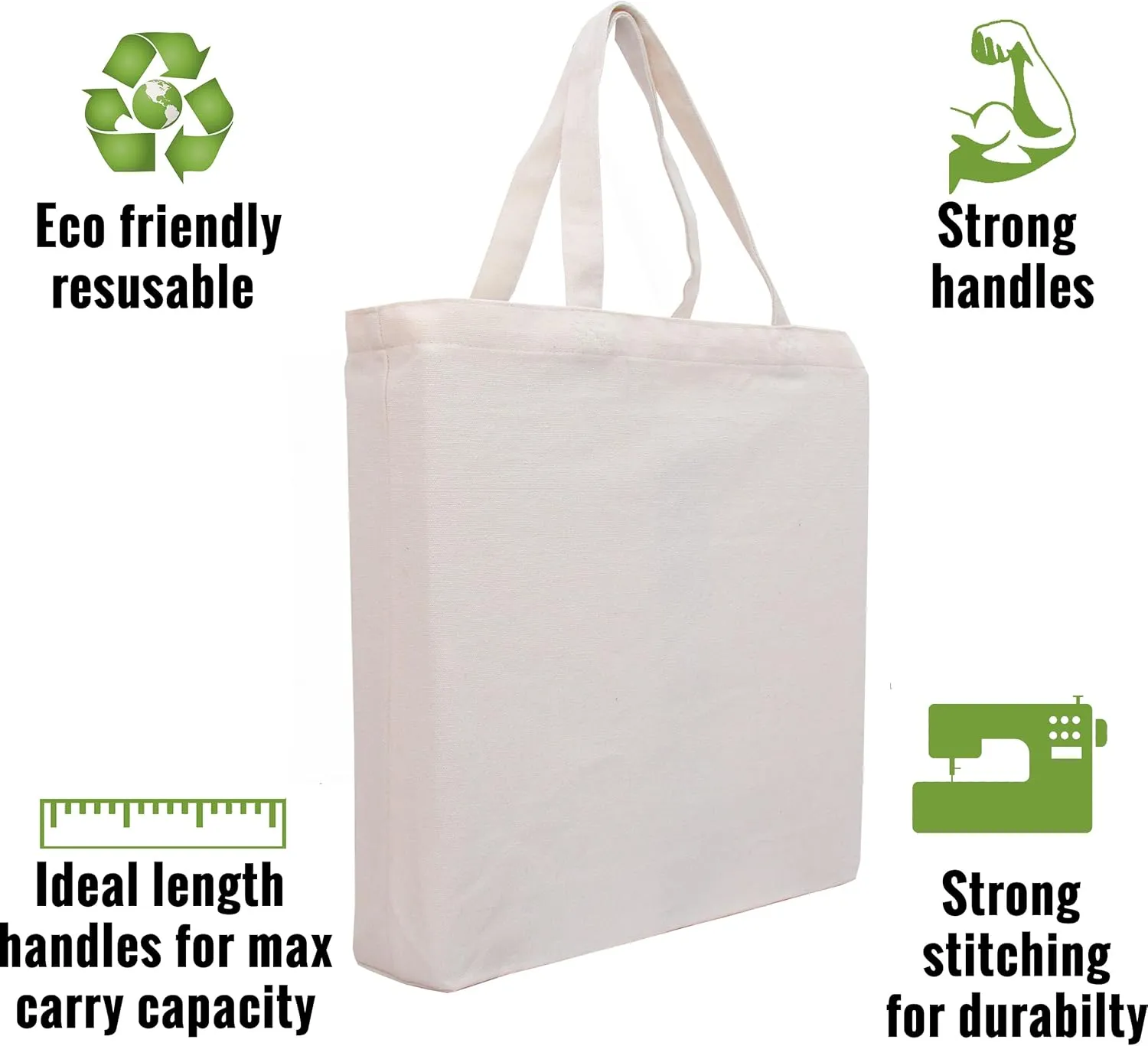 Premium Canvas Tote Bag by Threadart | Single Pack| Reusable Heavy Duty 100% Cotton | Holds up to 40lbs | Eco Friendly | Large Size 14.5x17x3" - Light Blue