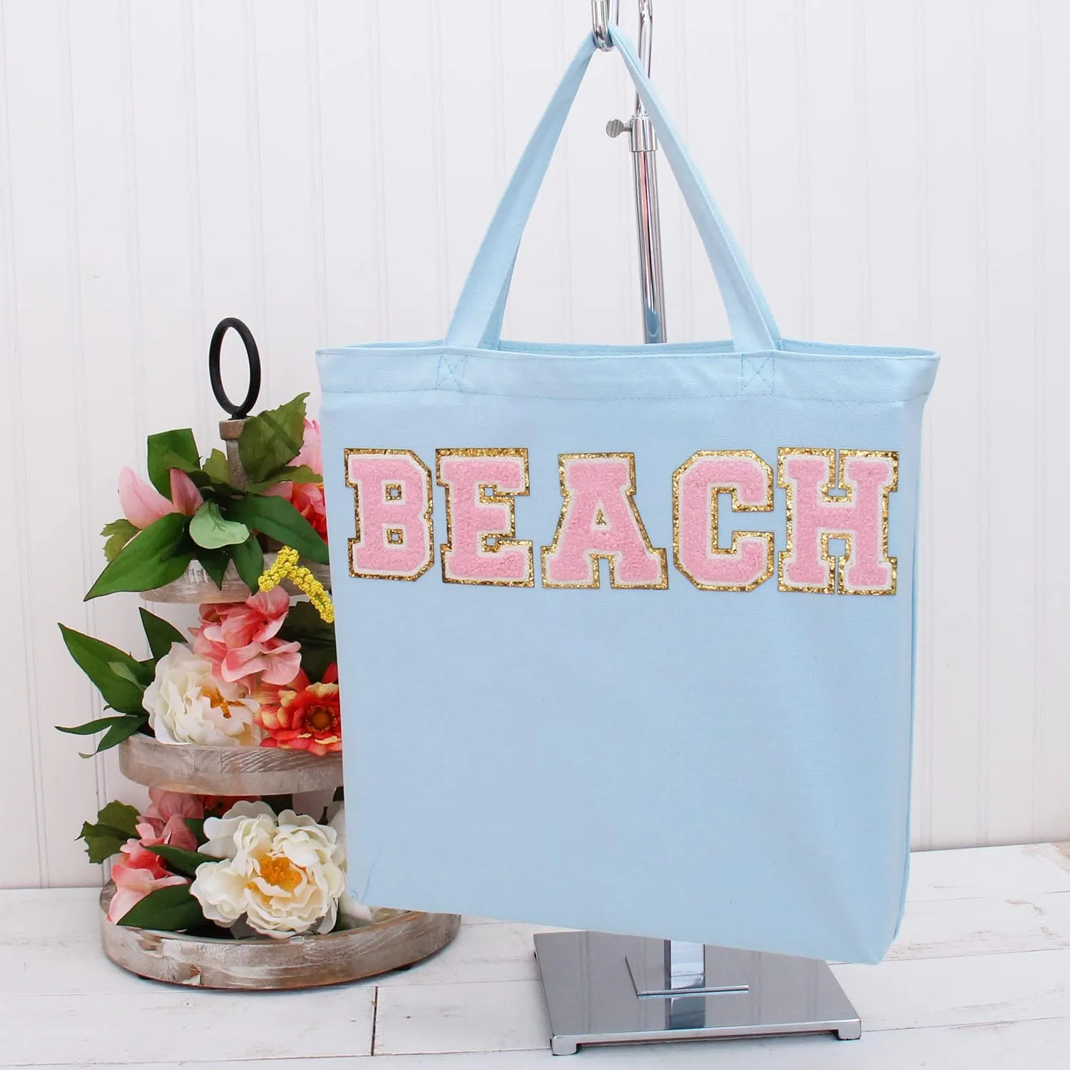 Premium Canvas Tote Bag by Threadart | Single Pack| Reusable Heavy Duty 100% Cotton | Holds up to 40lbs | Eco Friendly | Large Size 14.5x17x3" - Light Blue
