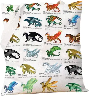 PXTIDY Wings Dragon Novel Characters Tote Bag Clay Sunny Glory Tsunami Starflight Blue Sundew Snowfall Dragon Lover Gifts